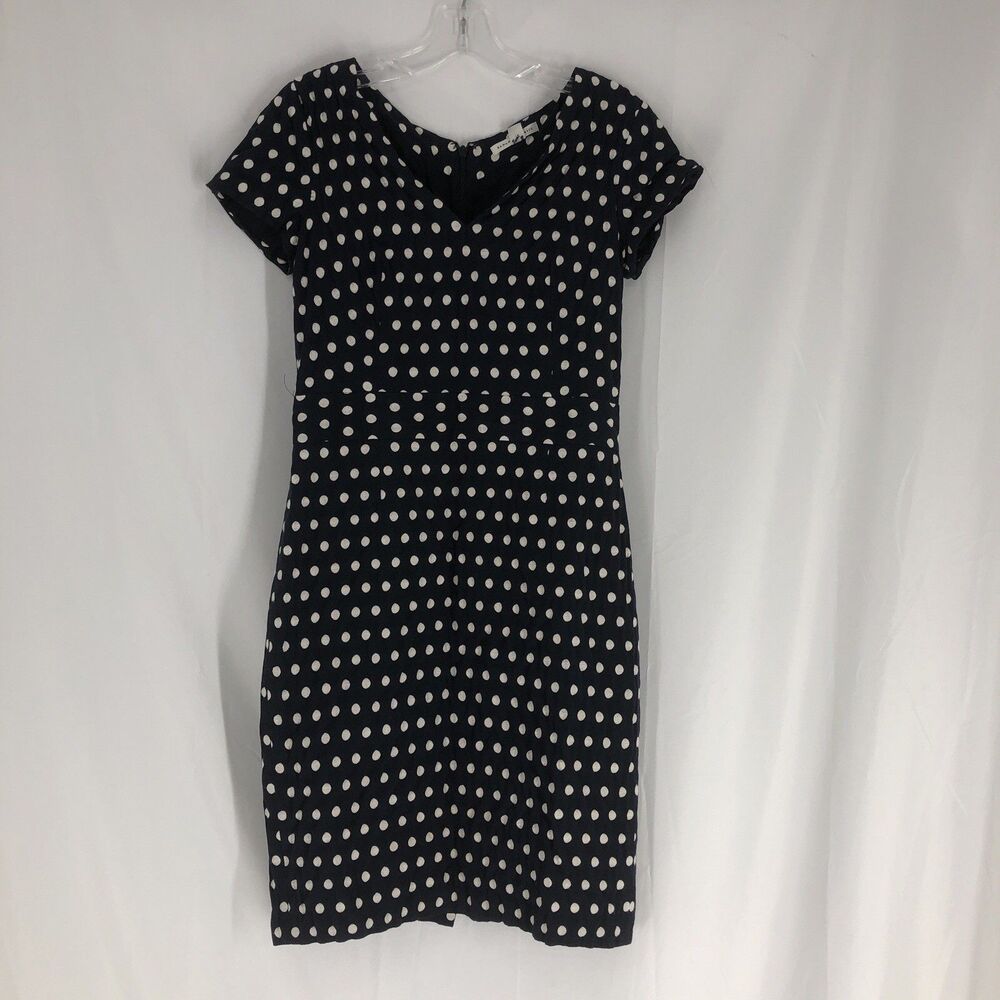 Banana Republic Navy White Polka Dot Cap Sleeve Pencil Dress Size 6